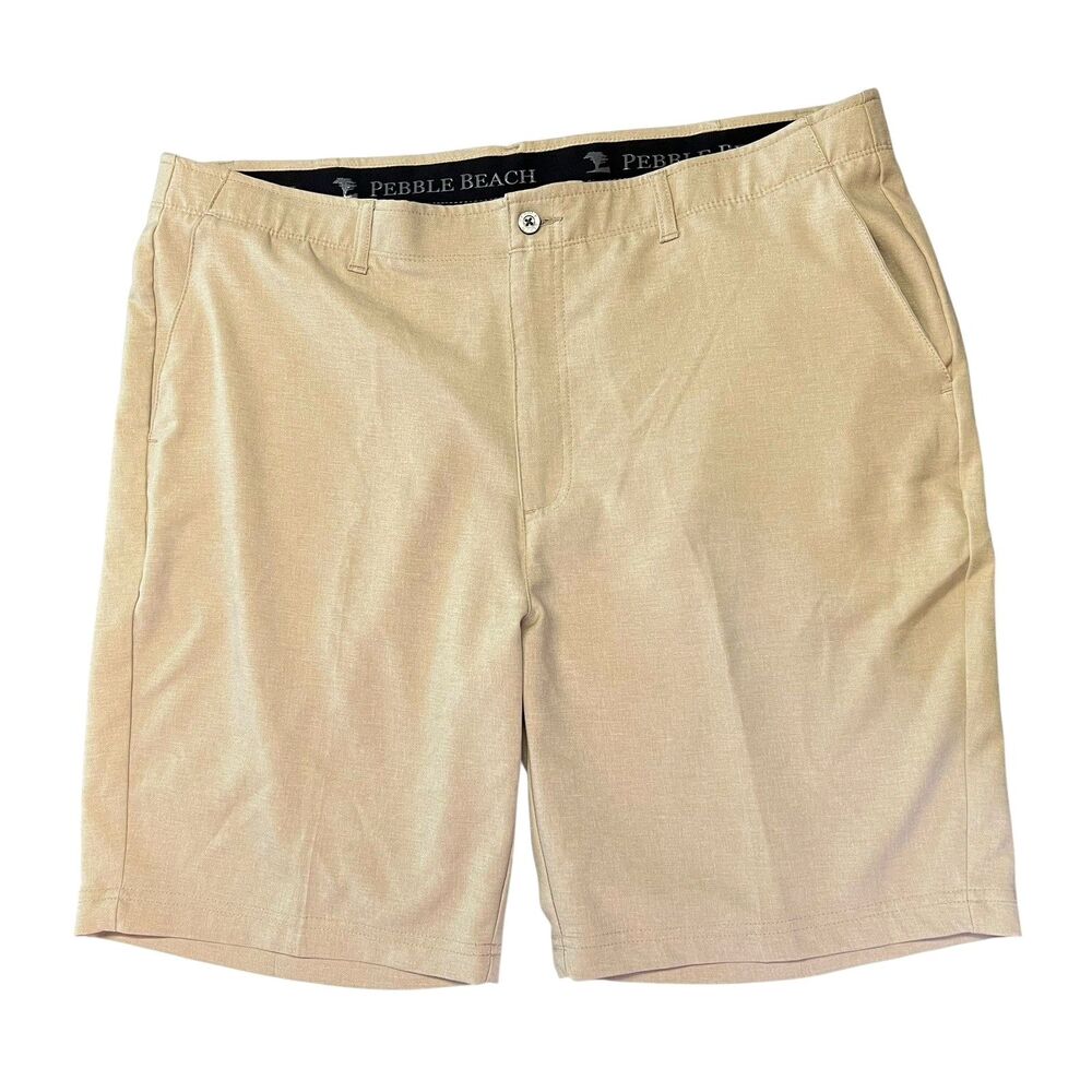 Pebble Beach Men's Dry-Luxe Performance Shorts Size 40 Khaki Golf Shorts Chino